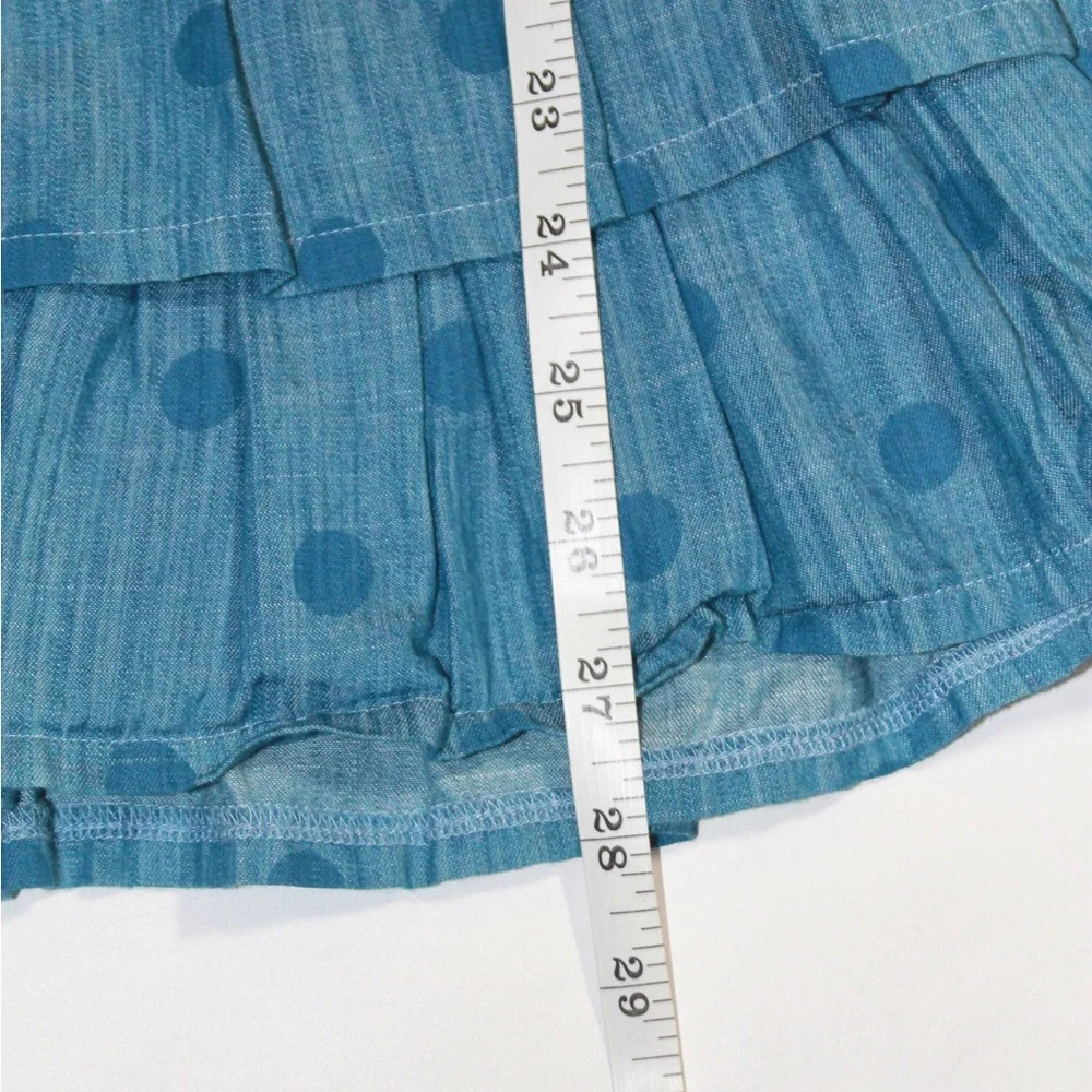 Mini Boden Yellow Stripe Top with Bee Appliqué And Blue Polka Dot Tiered Skirt